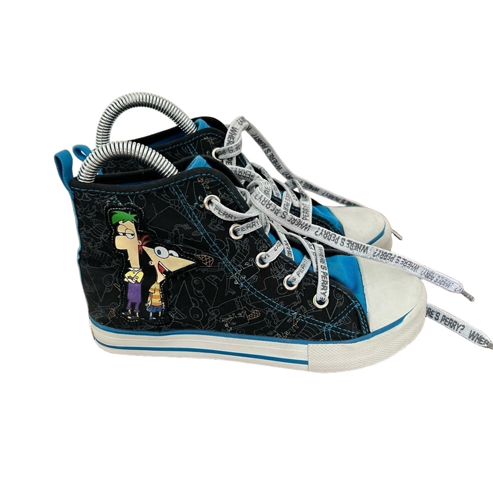 Disney Phineas and Ferb High Top Kids Size 2 Shoe #410
